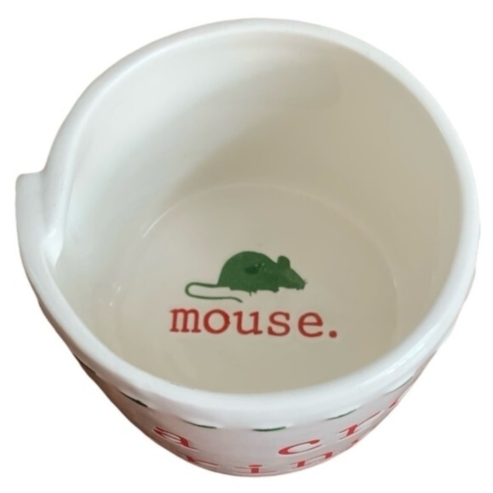 MUD PIE Ceramic Dip Cup Embossed Mouse Design 3" White Red Green Collectible - Picture 3 of 6